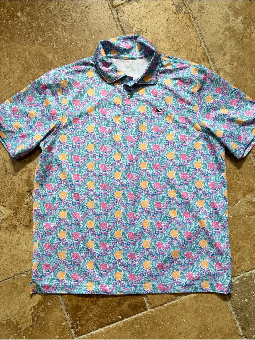 Vineyard Vines Boys Floral Polo - Blue, Pink & Yellow
